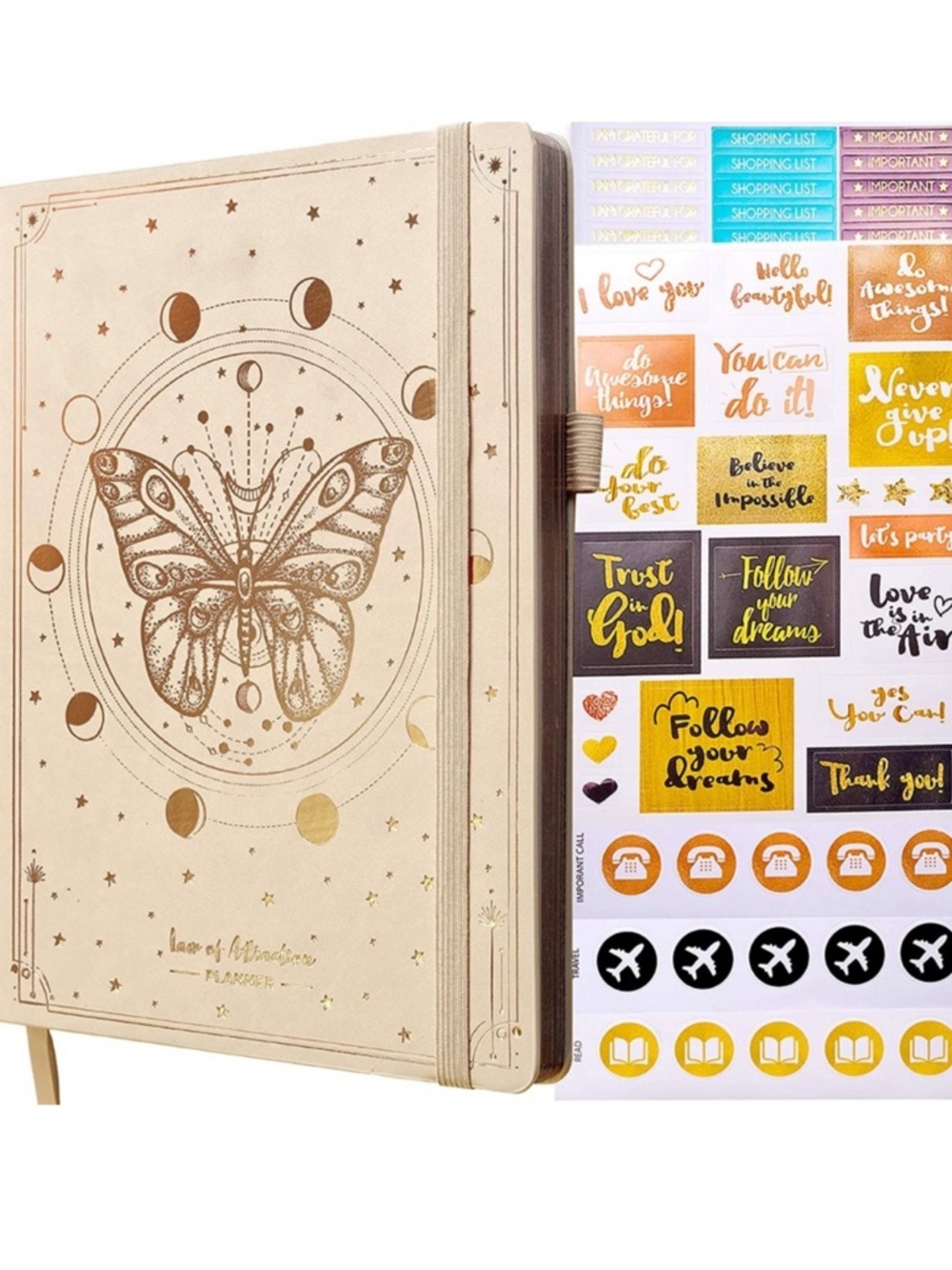 Law of Attraction Undated Weekly & Monthly Planner, 12-Month Journey Journal.